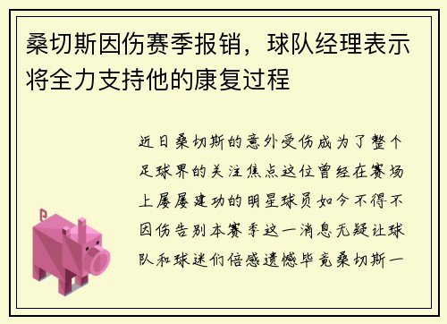 桑切斯因伤赛季报销，球队经理表示将全力支持他的康复过程